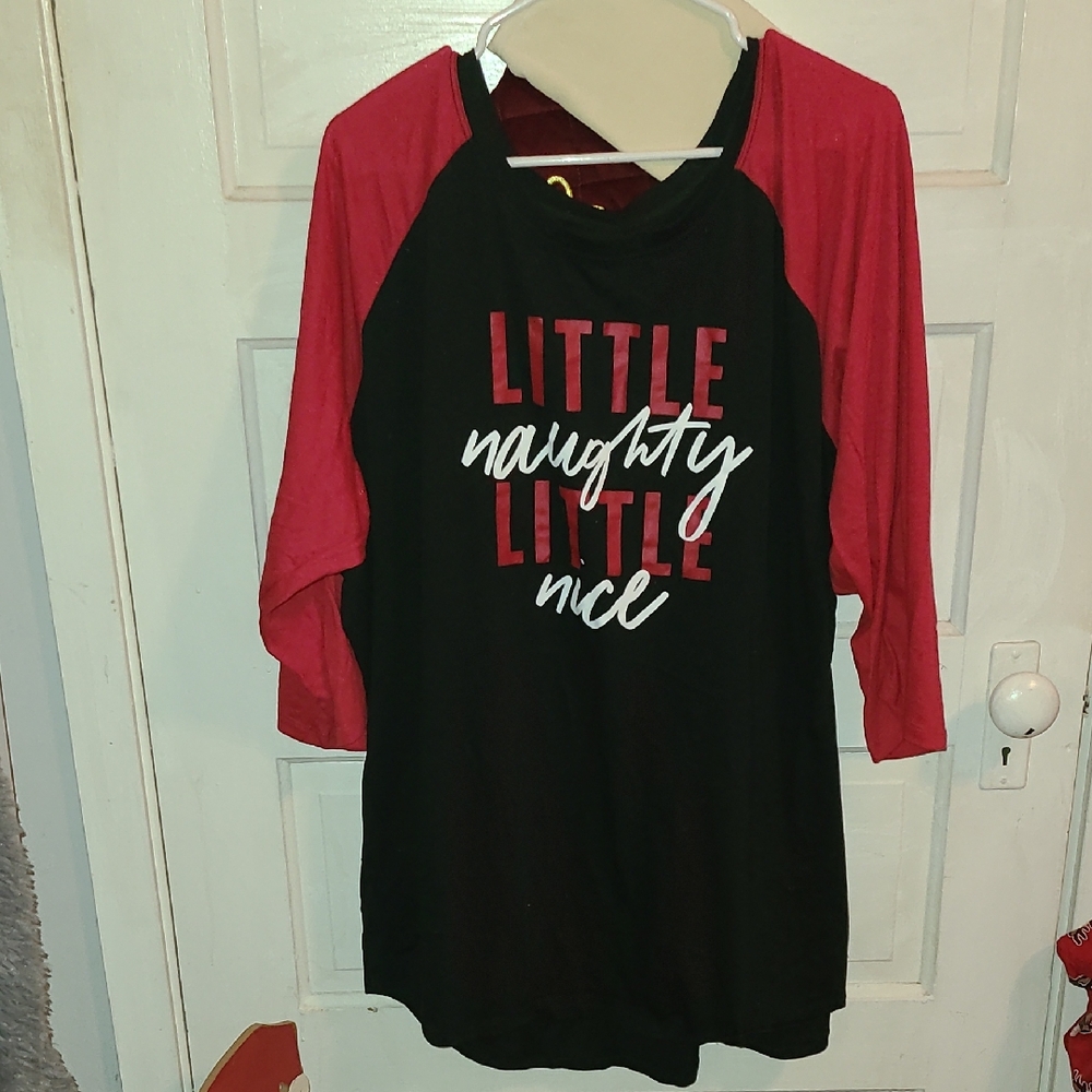 Torrid Red and Black Holiday Raglan Tee